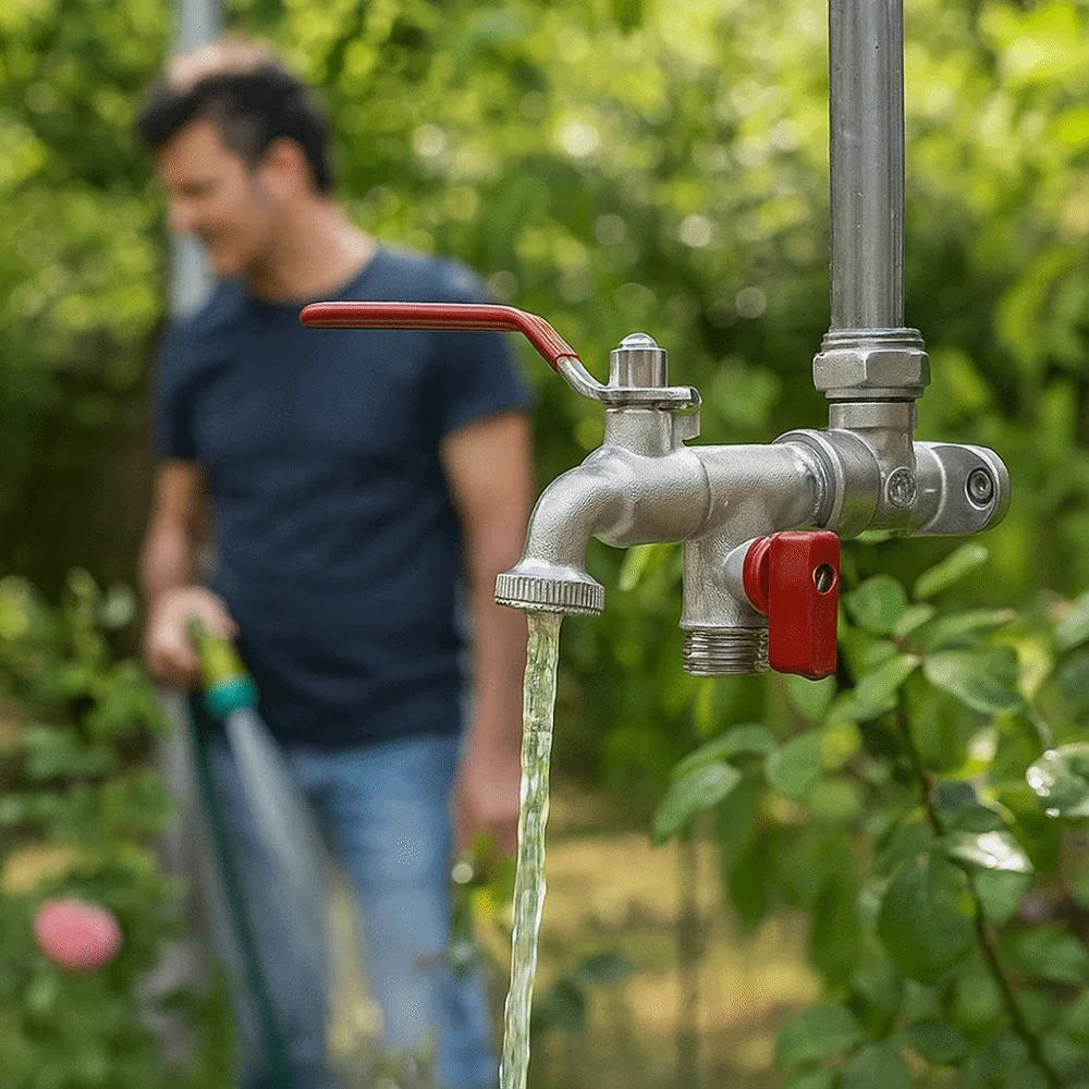 

Прочный смеситель из цинкового сплава с двумя сосками, 1 вход, 2 выхода, легкий смеситель с двойным клапаном включения/выключения, универсальный садовый кран, балкон
