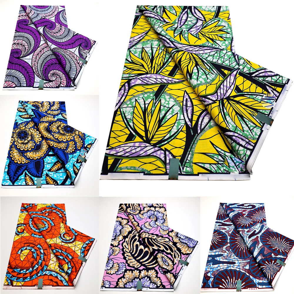 Latest Style African Super Wax Fabric 100% Cotton 6 Yard High Quality African Wax Prints Ankara Wax Real Nigeria Wax Pagne Dress