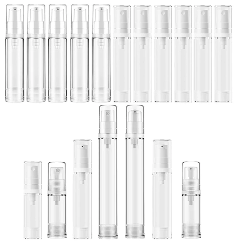 100Pcs Portable 5-15ml Mini Plastic Perfume Vacuum Spray Bottle Airless  Lotion Pump Bottles Refillable Travel Sample Containers