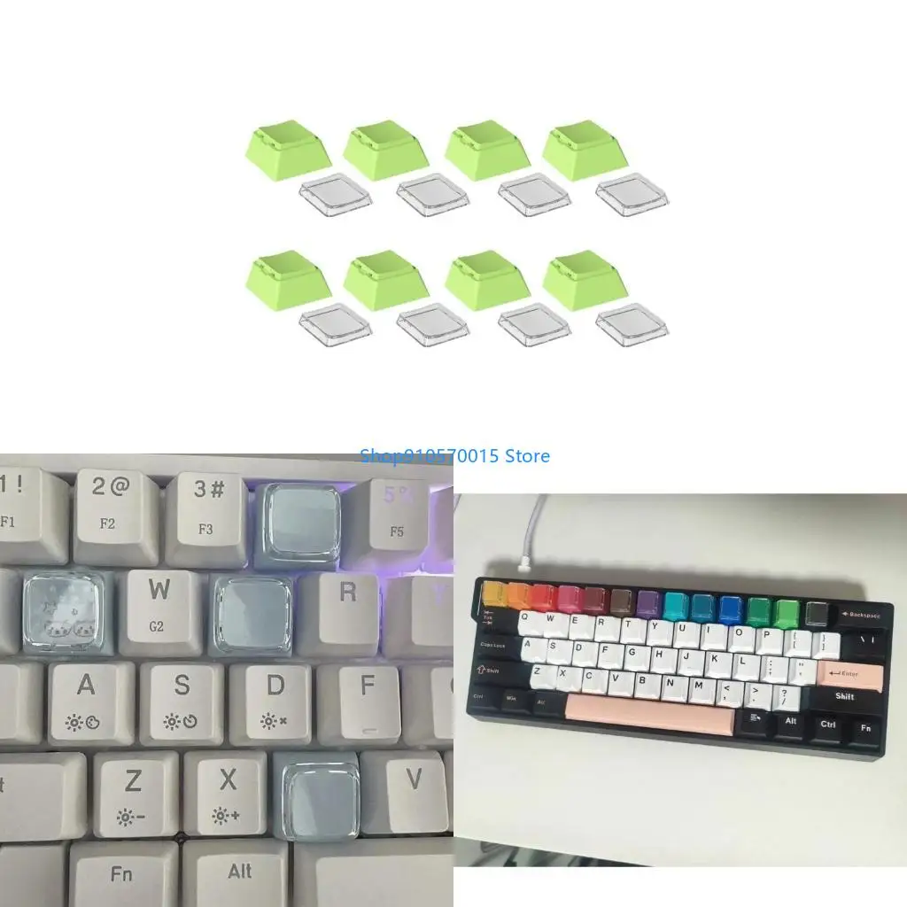 B95C 8Pcs Dye Sublimation Keycaps Set Wear Resistant PBT+PC for Mechanical Keyboards