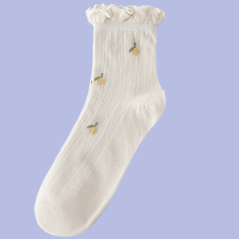 Chaussettes mi-tube en dentelle fine pour femmes, chaussettes monochromes respirantes, haute qualité, été, 5/10 paires