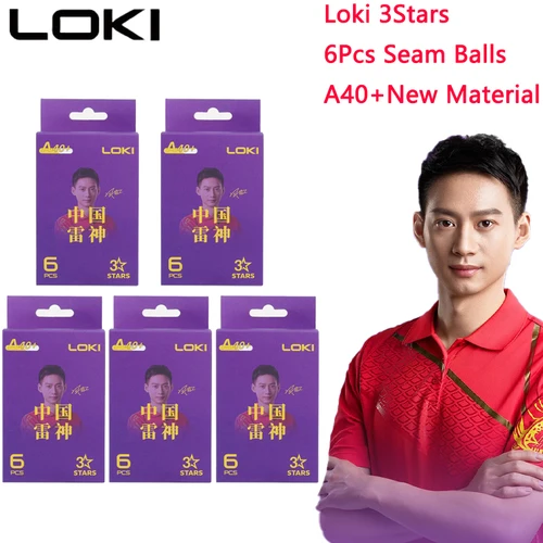 LOKI pelotas de tenis de mesa de 3 estrellas 6 unids/caja A40 + nuevas pelotas de Ping Pong de Material plástico ABS con costura pelotas de Ping Pong de entrenamiento para Club