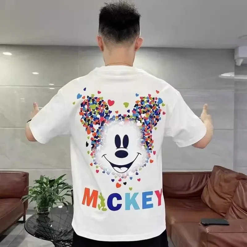 

Мужская футболка New Tide с рисунком Микки Диснея, новинка 2023 года, осенняя красивая одежда из чистого хлопка с короткими рукавами