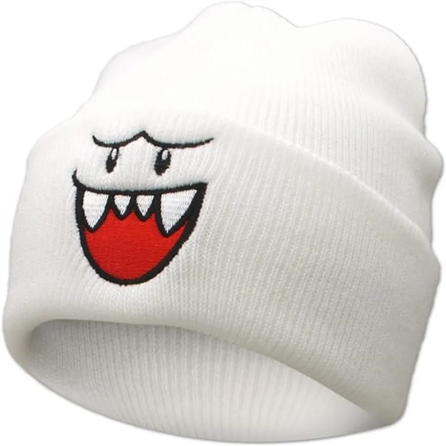 Cozy Happy Face Embroidered Knitted Hat - Cute Warm Winter Hat for Men, the Perfect Christmas Gift