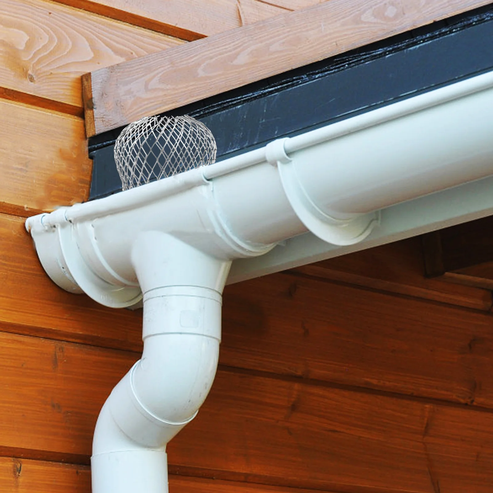 

8 Pcs Leaf Filter Strainer Gutter Guards Basket Downspout Debris for Gutters Aluminum Mesh Protector Outdoor Drainage Pipe