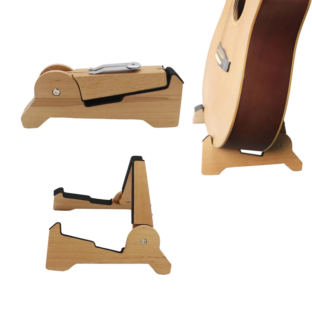 Wooden Guitar Stand Portable Folding Mahogany Solid Wood Non-slip Floor Guitar Stand For Banjo Violin Acoustic Electric Guitar