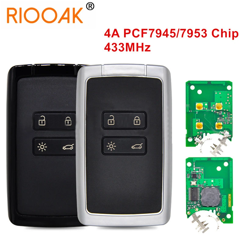 

4A PCF7953M Chip 433MHz Promixity Replace Smart Control Card Car Remote Key For Renault Megane 4 Talisman Espace 5 Kadjar