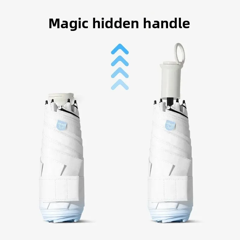 5 Folding Gradient Capsule Umbrella Retractable Telescopic Handle Mini Pocket Sun Umbrella UPF50+ Anti UV Parasol Women