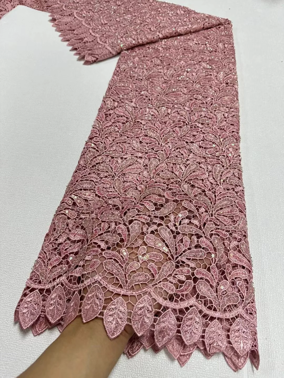 Water Soluble Guipure Cord Lace 2024 Quality African Sequins Lace Fabric New Arrival High NigerianFor Wedding Party Sewing JL401