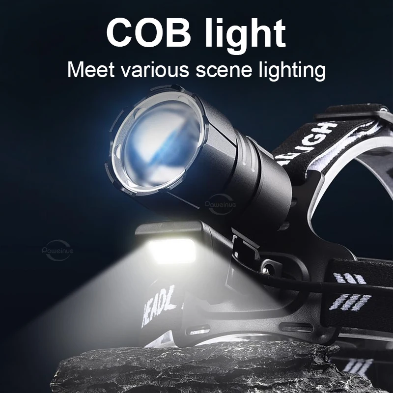 XHP360 COB LED Headlamp Powerful Headlight Flashlight 18650 USB Rechargeable XHP199 Head Light Zoom Waterproof Head Lamp Lantern