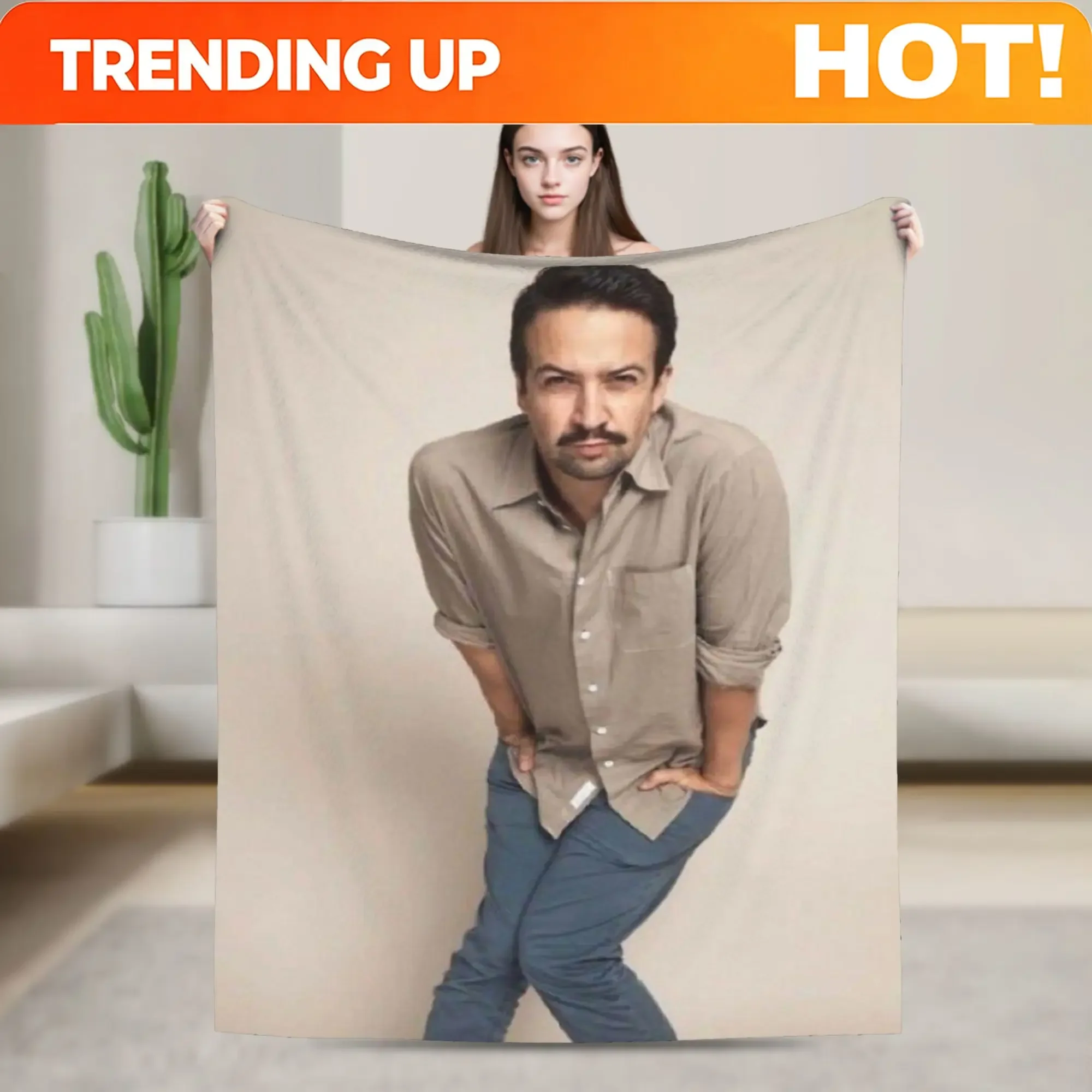 Custom Quirky Lin Manuel Miranda Blanket Fleece Winter Breathable Lightweight Thin Throw Blankets For Bedding Bedroom Quilt