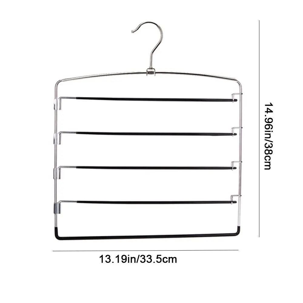 Metal Multi-Layer Trousers Hanger Moveable Hanging Pants Storage Holder Space Saving Reusable 5 Layer Trousers Rack Tie