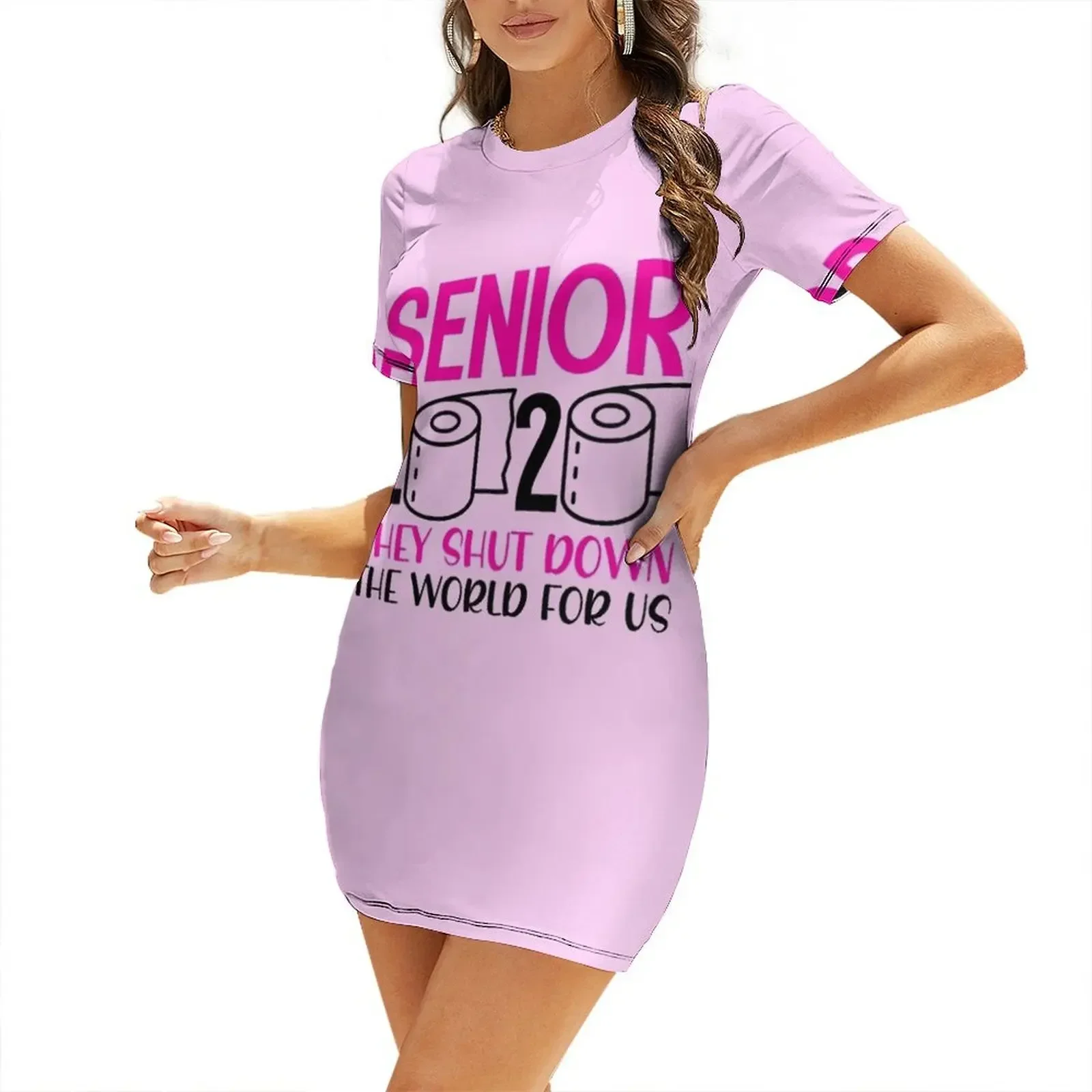funny senior year class of 2020 quarantine toilet paper high school graduation Short-Sleeved Dress summer clothes Party dresses