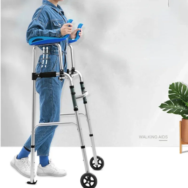 Travel-Friendly Elderly Shopping Cart Auxiliary Walking Crutches Can Sit & Fold Walking Cane Car for Support