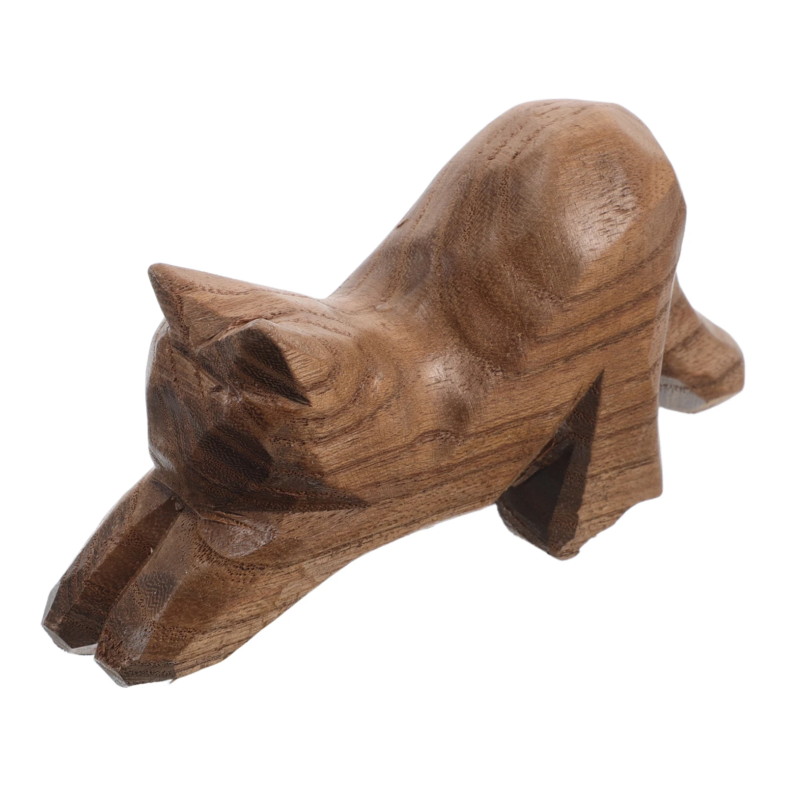 

Wooden Handmade Cat Sculpture Hand-Carved Kitten Home Office Decor Desktop Ornament Pet Gift Wood Animal Carving Living Room
