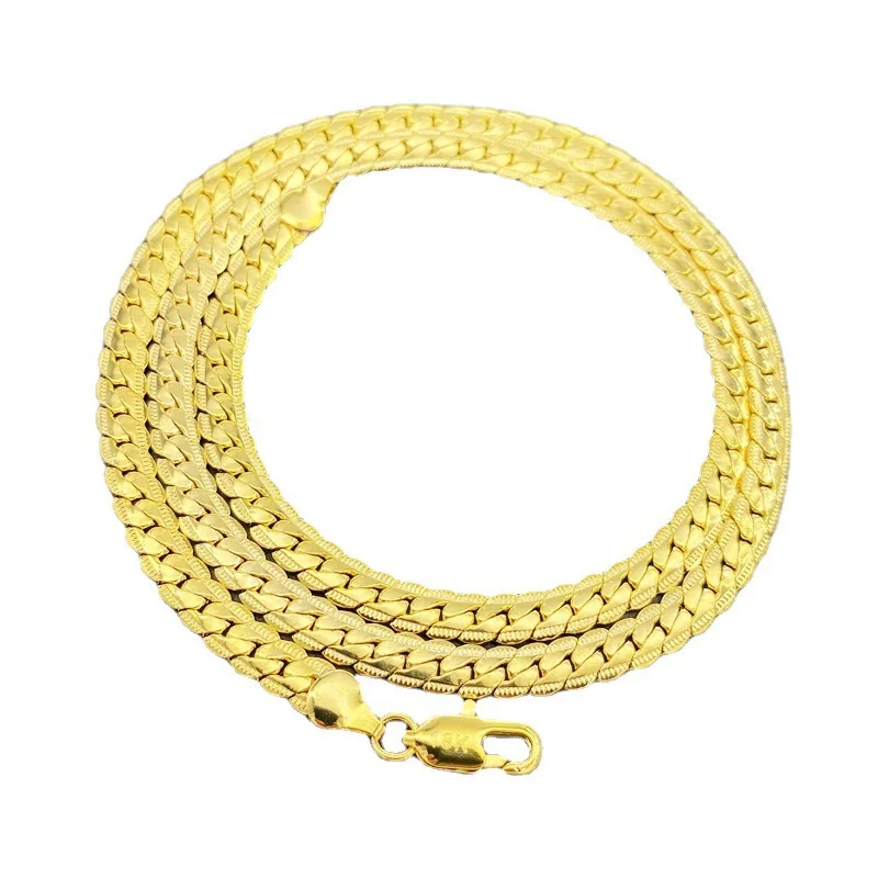 Silver 18K Gold Color 5MM Chain Bracelets Neckalce for Women Men Fashion Party Wedding Jewelry Sets Gifts