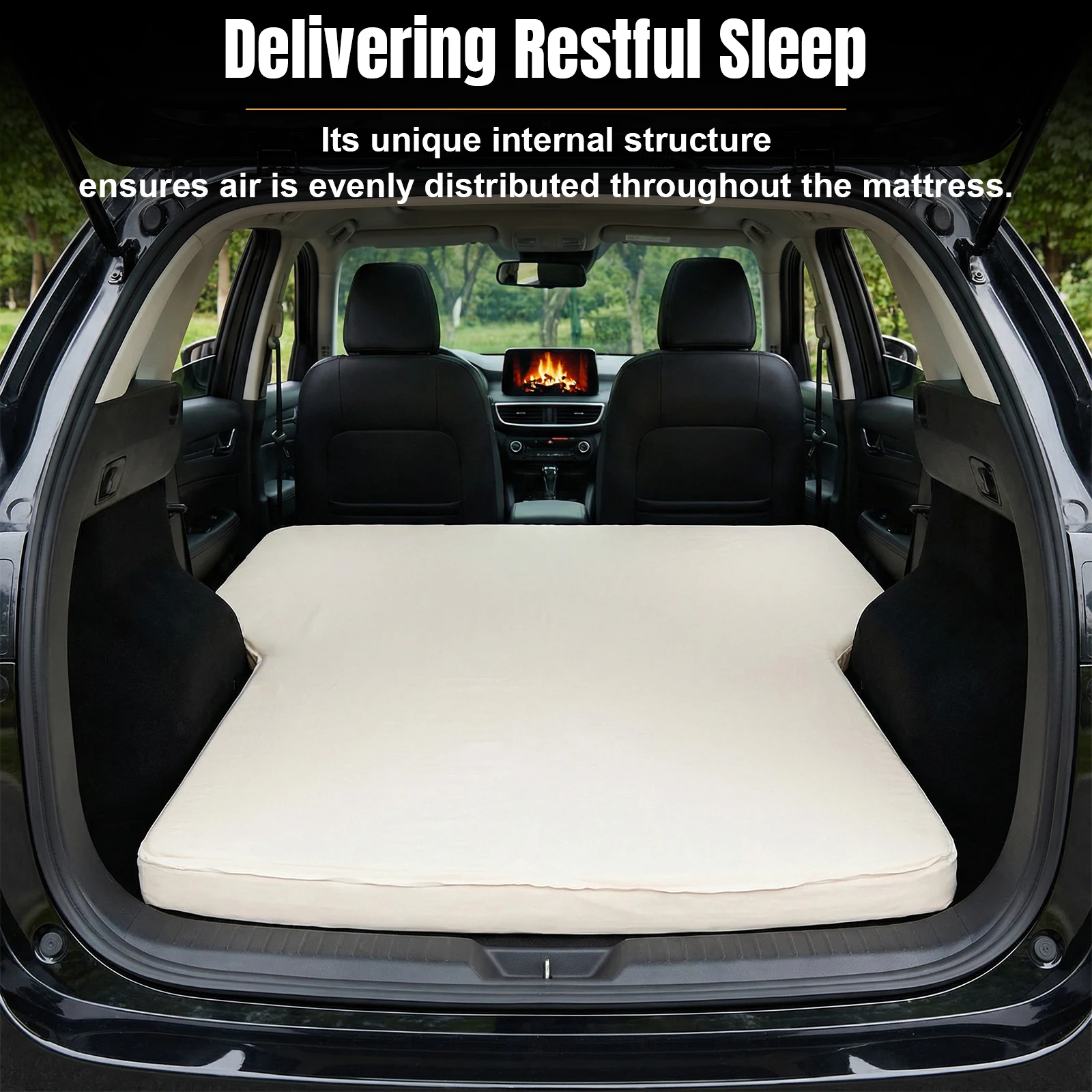 

For Tesla Model Y Portable Camping Mat with Air Pump Folding Air Mattress 440LBS Load Capacity 2.36In Thick for Job Shifts/Nap
