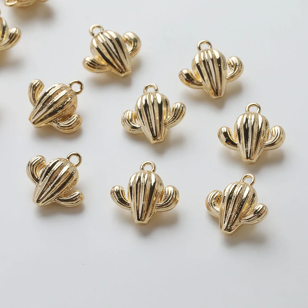 4PCS Dainty snail cactus Charms Earrings for Jewelry Making Pendant Supplies Findings DIY Brass 14k Gold Plated Accessories