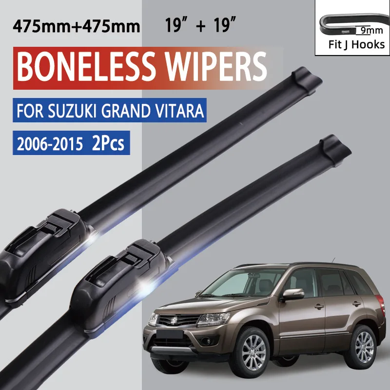 

For Suzuki Grand Vitara MK3 2006-2015 Car Windshield Wiper U-type Soft Rubber Frameless Bracketless HD Car Wipers 19"+19"