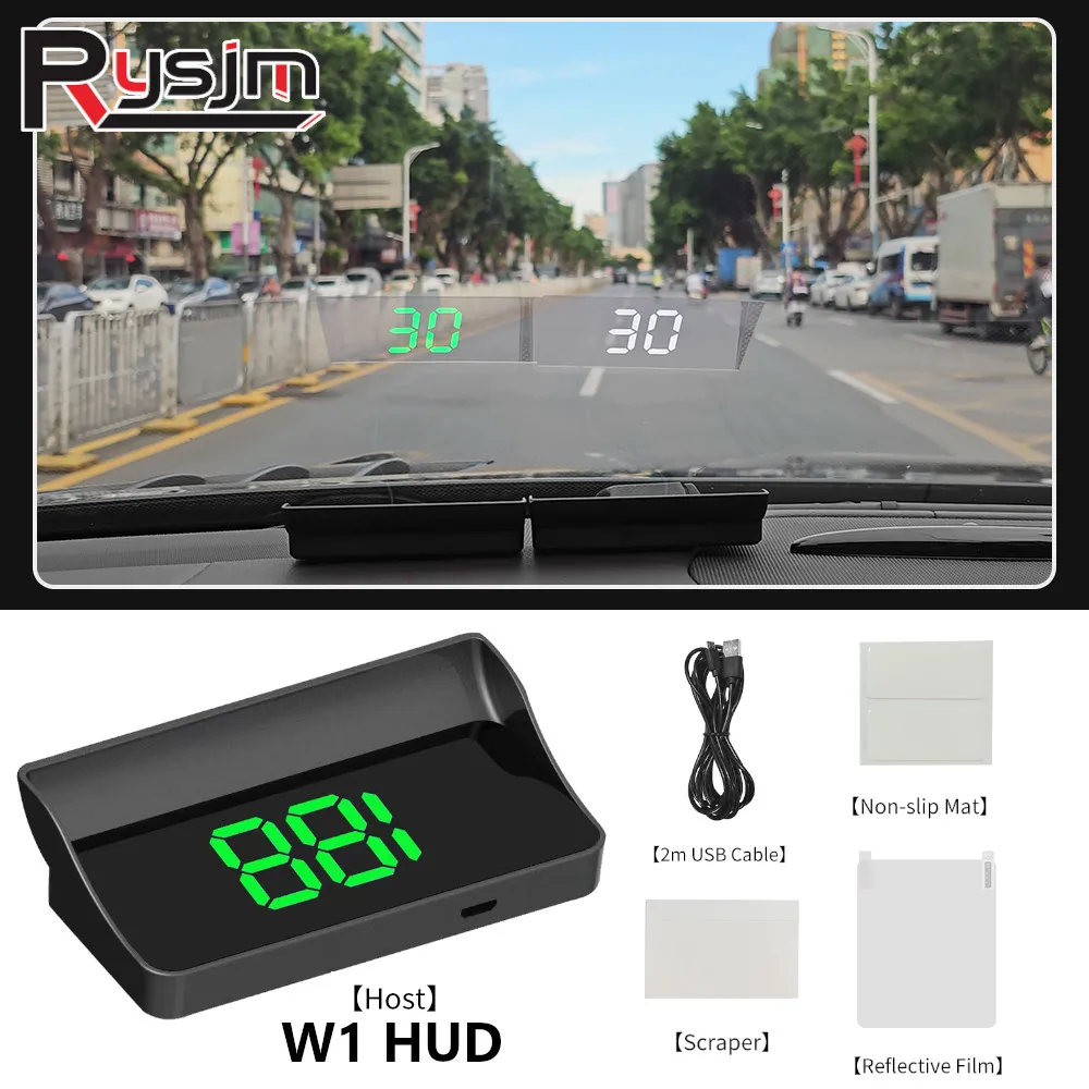 W1 HUD الزجاج الأمامي العارض سيارة رئيس يصل عرض GPS عداد السرعة إلكترونيات الملحقات لجميع السيارات 0 استهلاك الطاقة