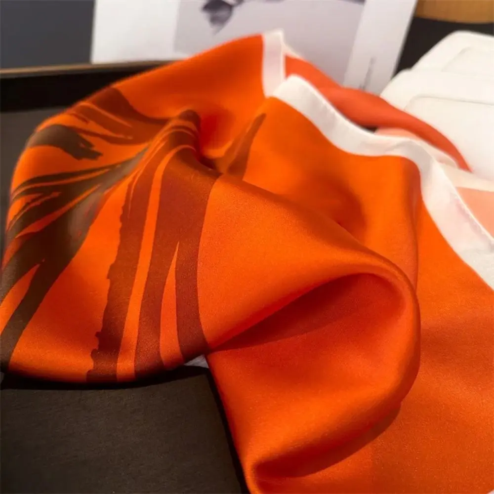 

Fashion Polyester Lily Scarves Wrap 70x70cm Square Women Satin Hijab Versatile Silk Hair Bands Female Accessories