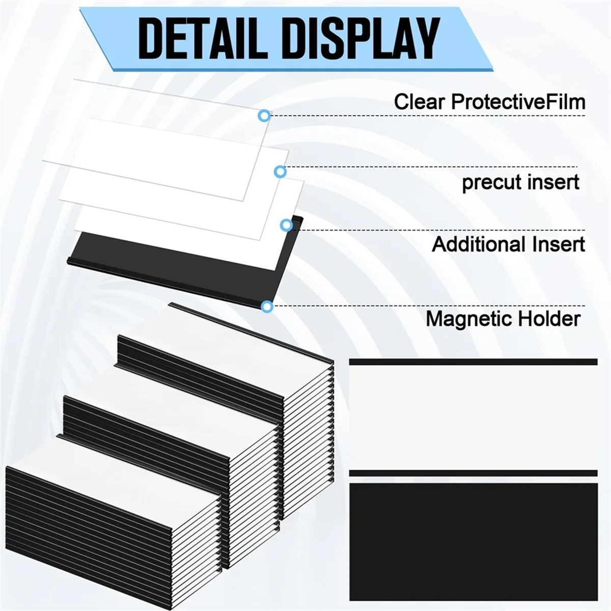 

A70P Magnetic Label Holders 4 X 2In C Channel Label Holders with Clear Plastic Protectors and White Paper Inserts 30 Sets