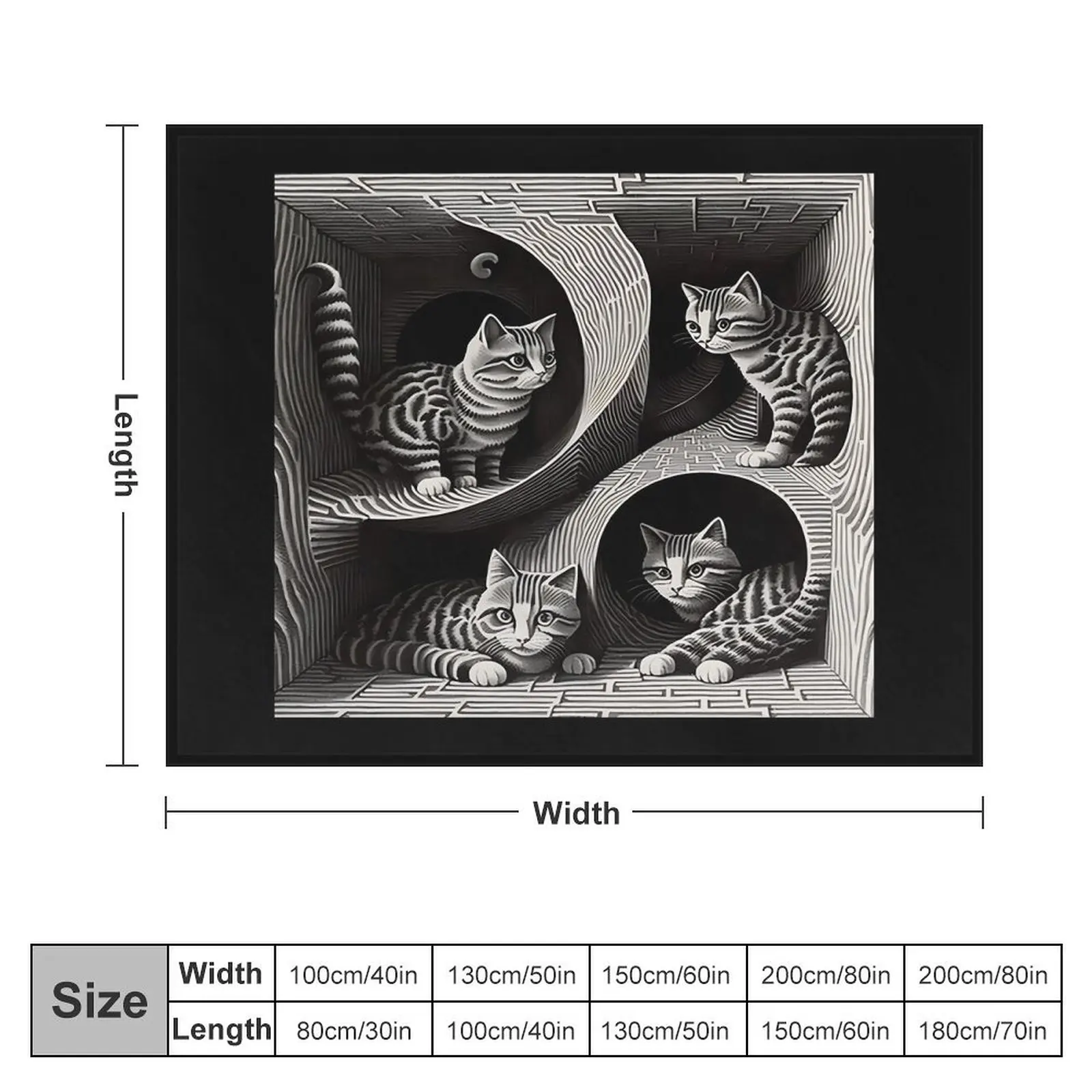 Cats trapped in an MC Escher painting Throw Blanket cosplay anime Decorative Sofa heavy to sleep Blankets