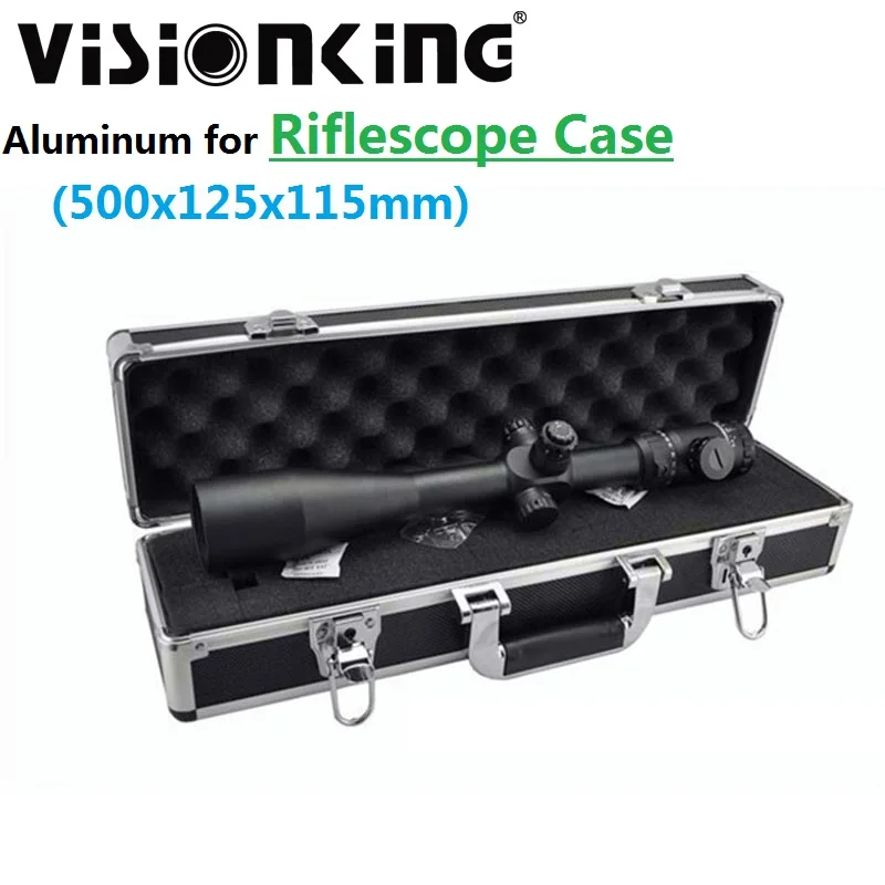 Visionking Aluminum 500x125x115mm Hard Carry Case for Rifle Scope Equipment Large Capacity Riflescope Suitcase Scope Boxes Cover