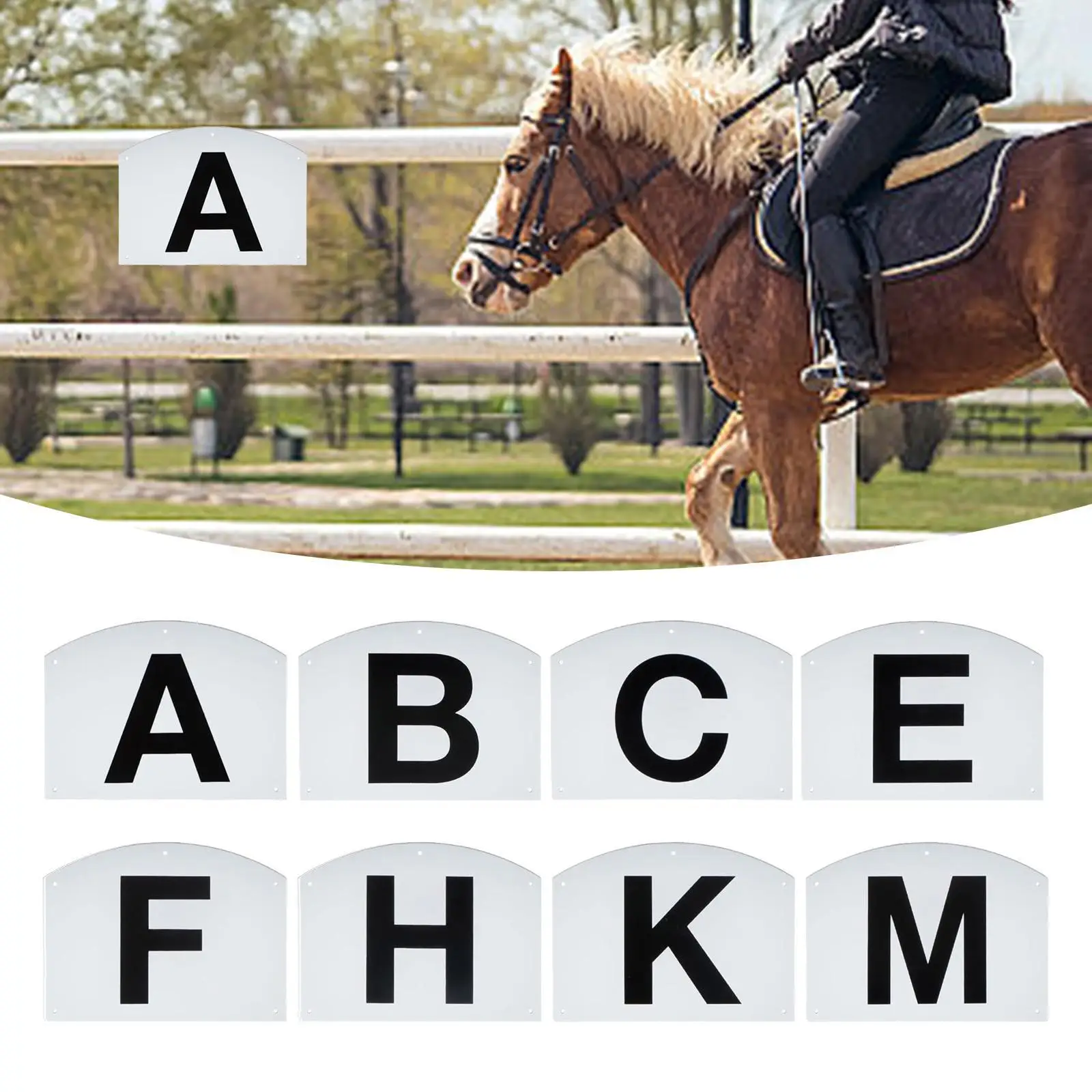 Lightweight Dressage Arena Markers Waterproof Letter Plaque Set Easy Fix for Equestrian Training Ground Use