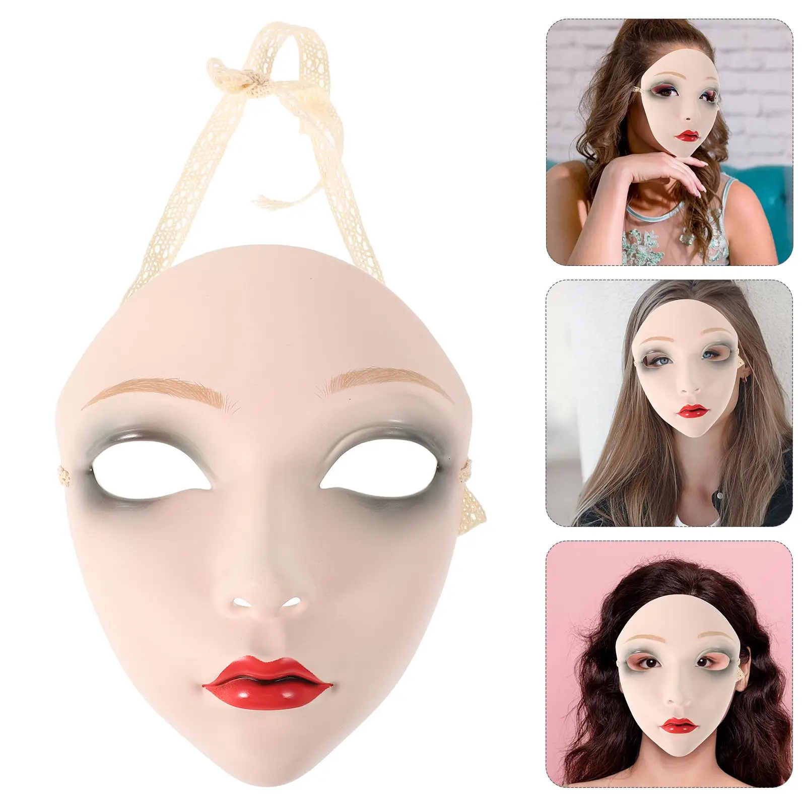 

Antique Mask Carnival Coloring Girls Masquerade Chinese Style Makeup Plastic Cosplay Decoration Masks for Women Halloween Prop