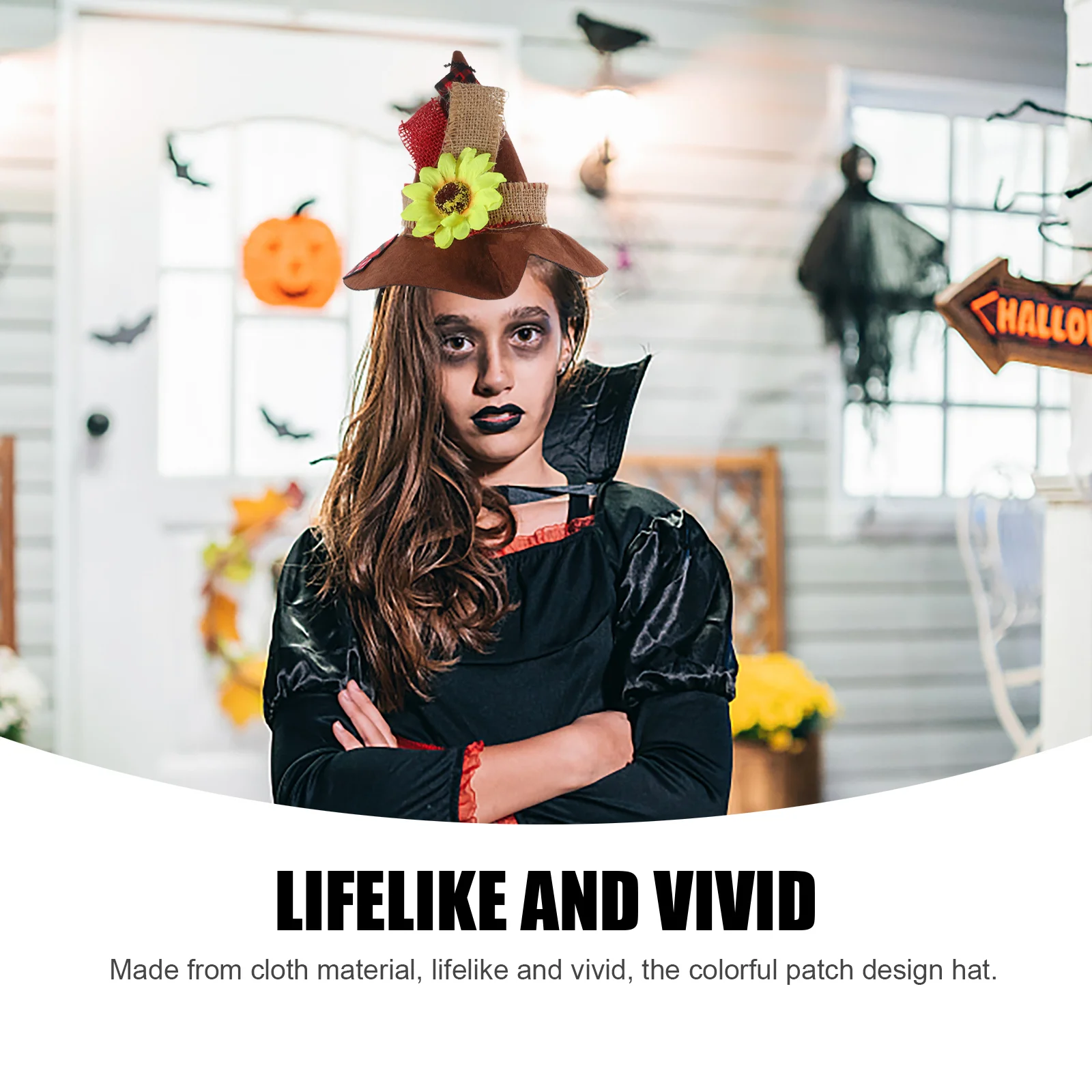 4-delige Halloween Cosplay Stro Set Levensechte Doek Hoed Polsbandje Ketting Feestrekwisieten voor Volwassenen Kinderen Thema Carnaval Viering