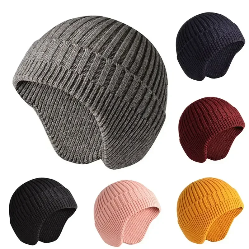 Bonnet chaud pour homme, couleur unie, sourire de lapin, collection automne hiver