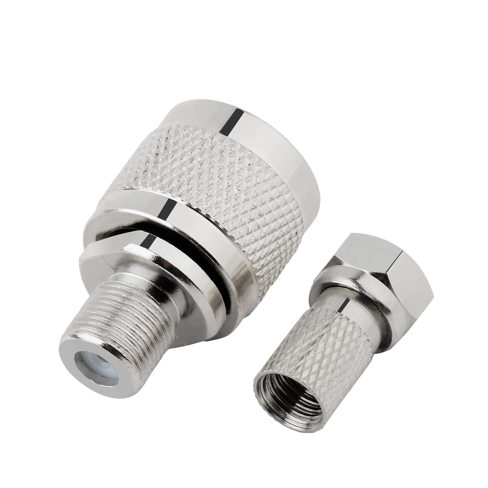 طقم محول RF المحوري: موصل N ذكر إلى F أنثى مع قفل ضغط، متوافق مع الكابلات المحورية RG6 (75-5) للتلفزيون والهوائي