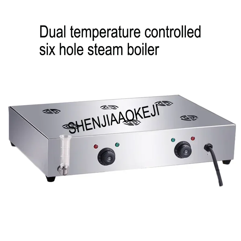 Household 220v Dual Temperature Controlled Six Hole Steam Boiler Commercial Desktop Steaming Furnace Electric Steam Cabinet 220V