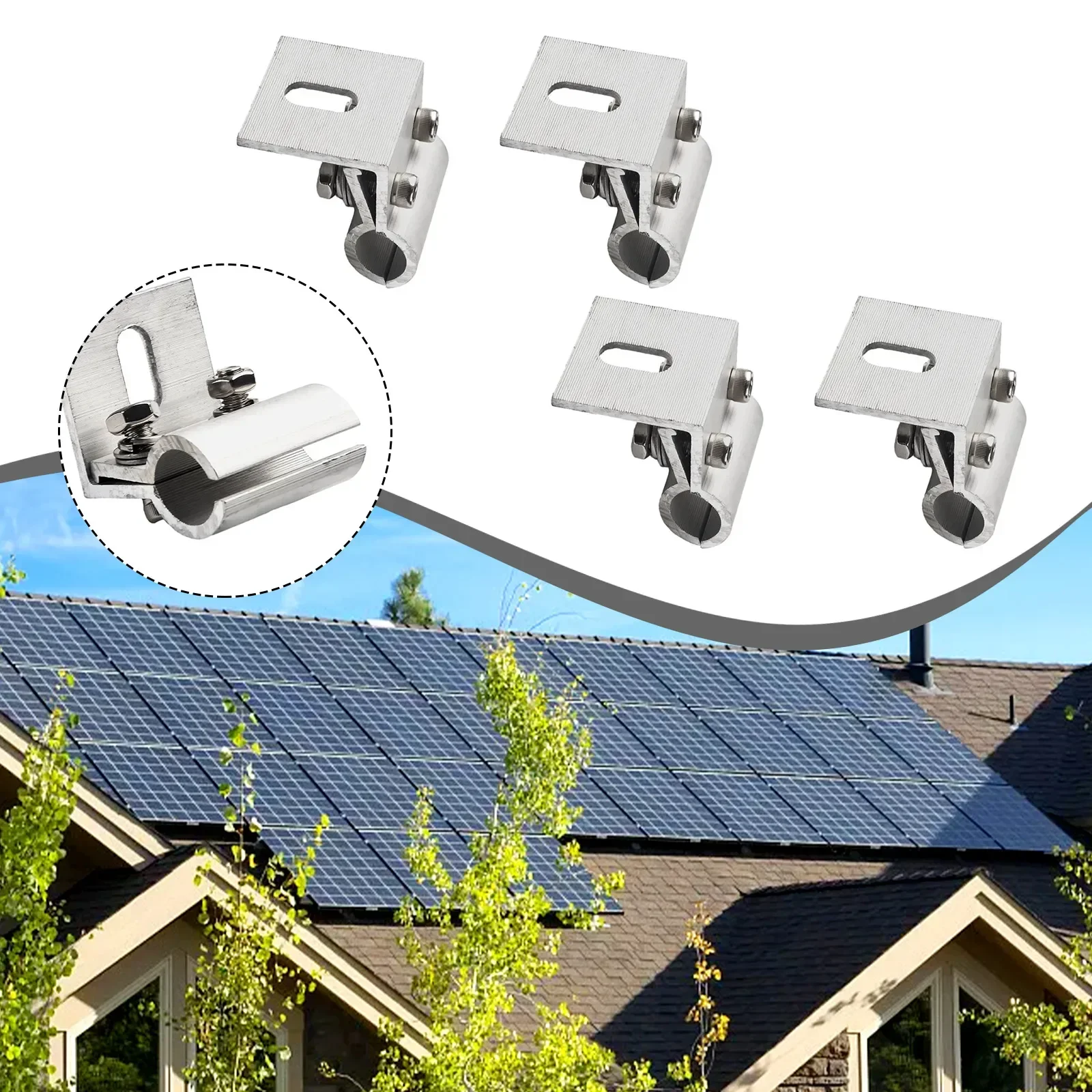 

4pcs Solar Metal Tile Clamps For PV Module Racking With Fixation Parts Aluminum Alloy Solar Circular Metal Tile Clamp