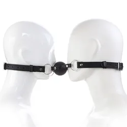 Soft Silicone Solid Ball Double Ball Mouth gag Bdsm Bondage Open Mouth Sex toys for couples gay PU Leather Plug Erotic products