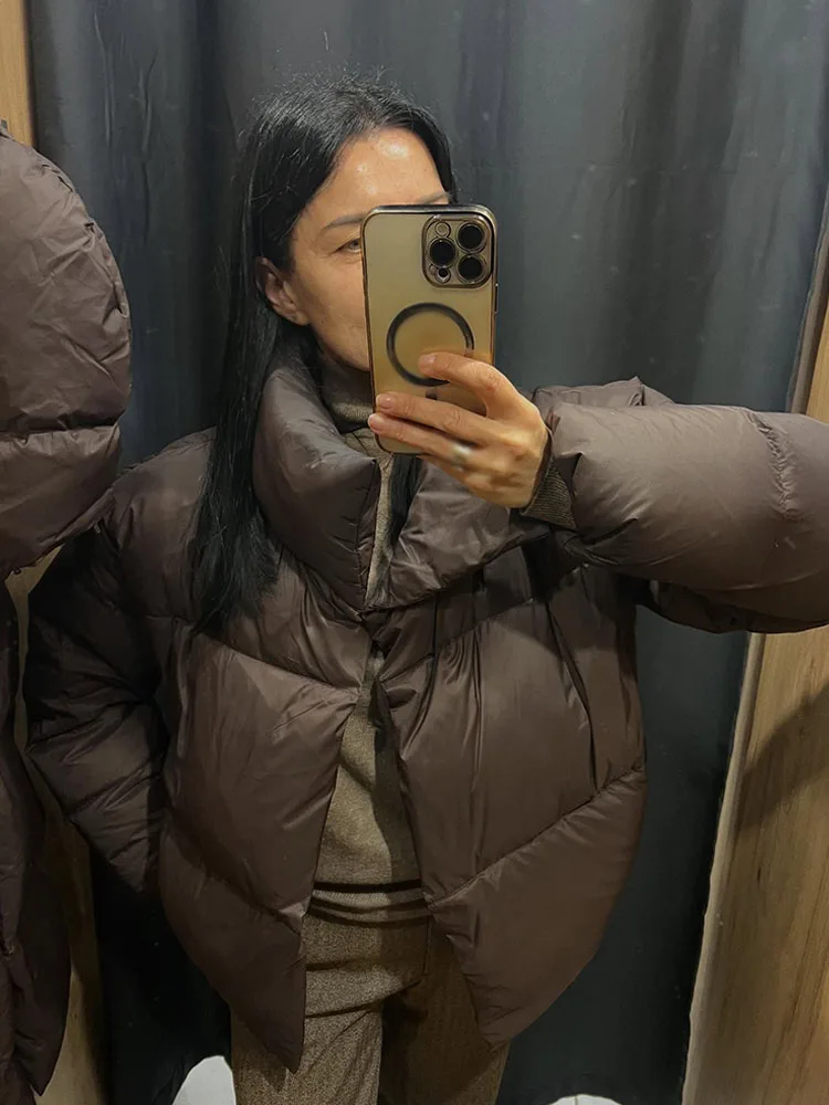 HH mujer invierno versátil bolsillos sólidos bufanda decoración Casual abrigos cálidos sueltos mujer moda cuello alto chaquetas de manga larga