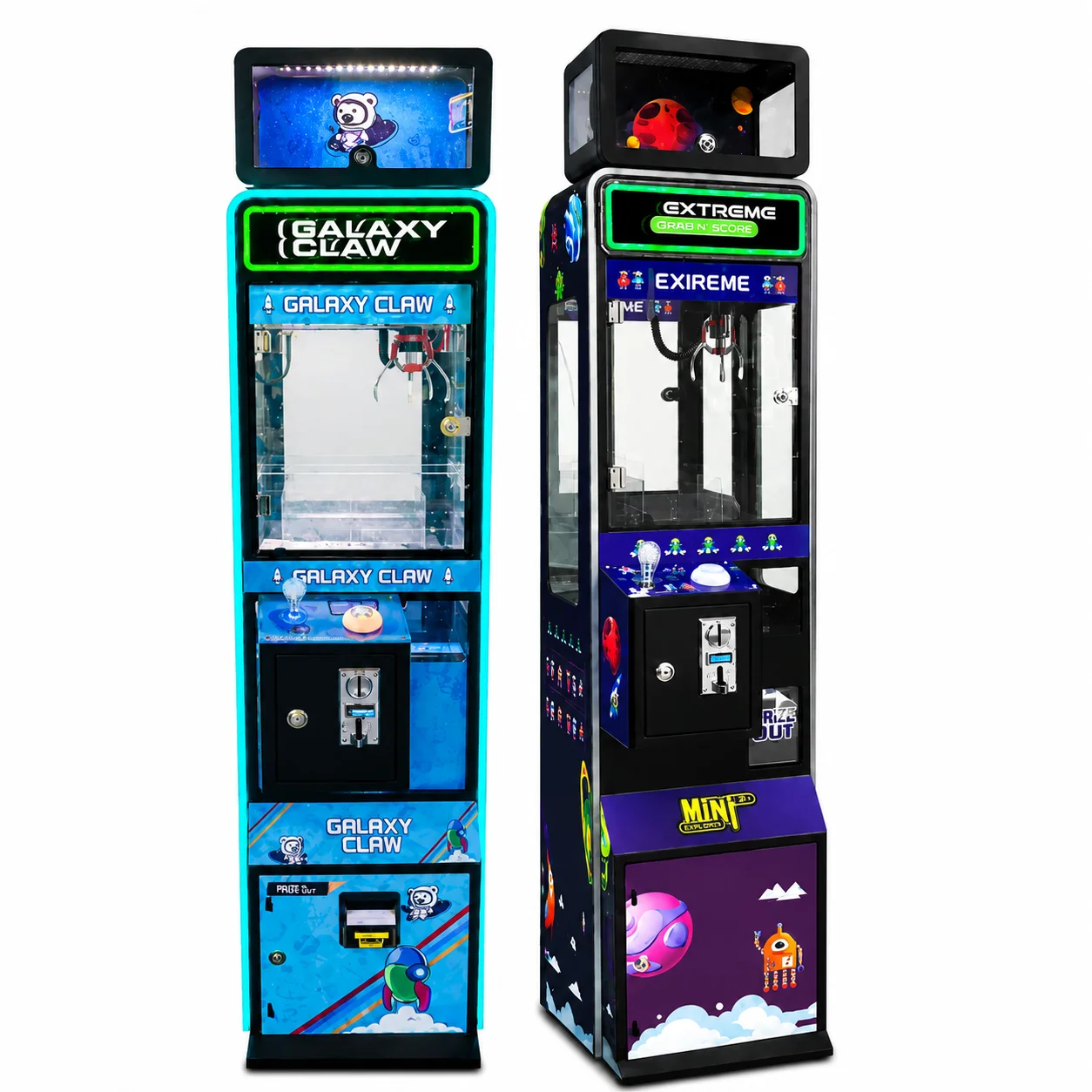 Claw Machine Mini Metal Cabinet Coin Operated Bill Acceptor Card Reader Galaxy Space Theme Commercial Arcade Crane Game Unit