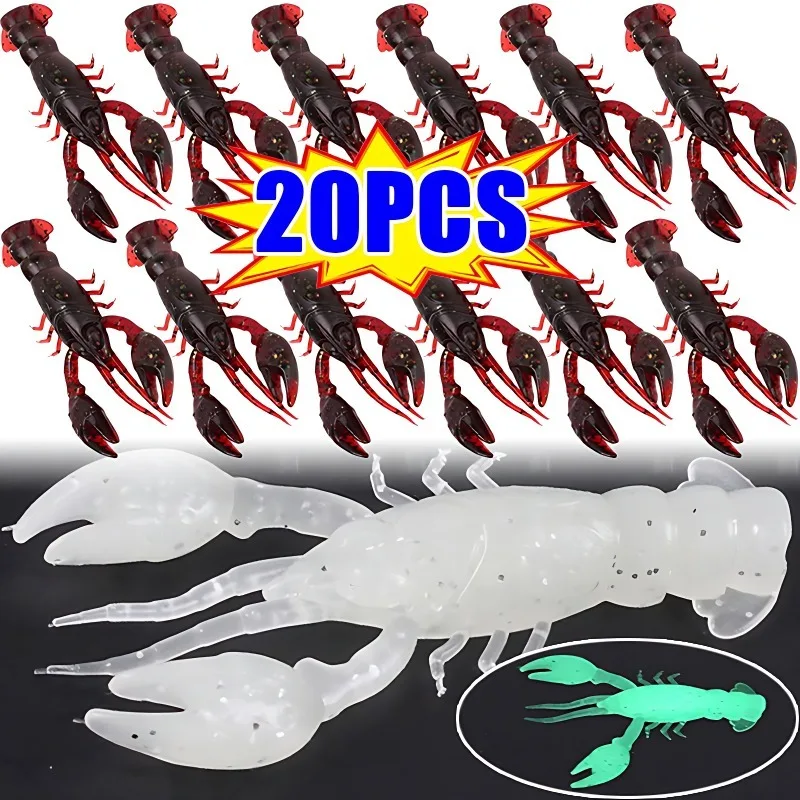 5/20pcs Soft Lure Artificial Bait Shrimp Lobster Crayfish Worm Shad Eel Needfish Swimbait Jig Head Fishing Fishing Tackle Lure