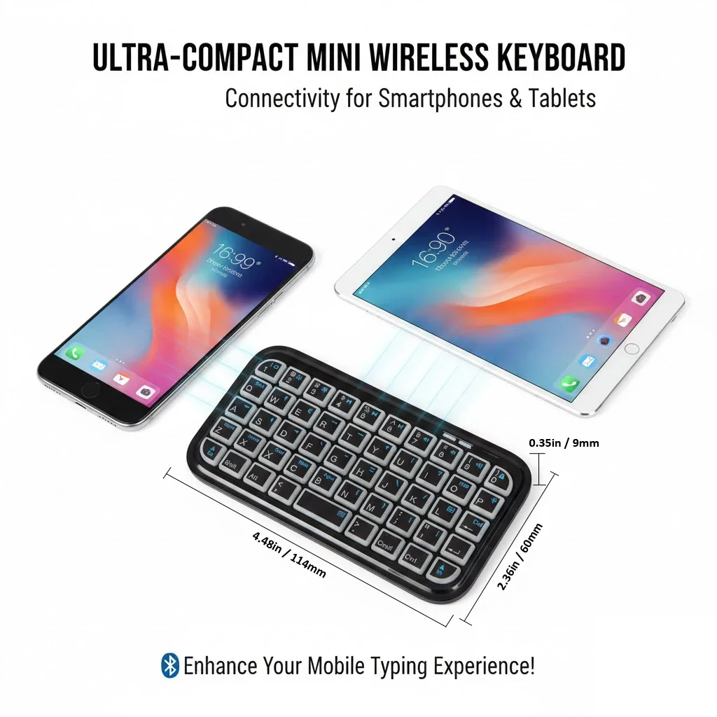 Dual-Mode (Bluetooth + Wired) RGB Backlight Keyboard Mini Rechargeable Type-C Pocket Portable 49 Keys for Tablets Smartphones