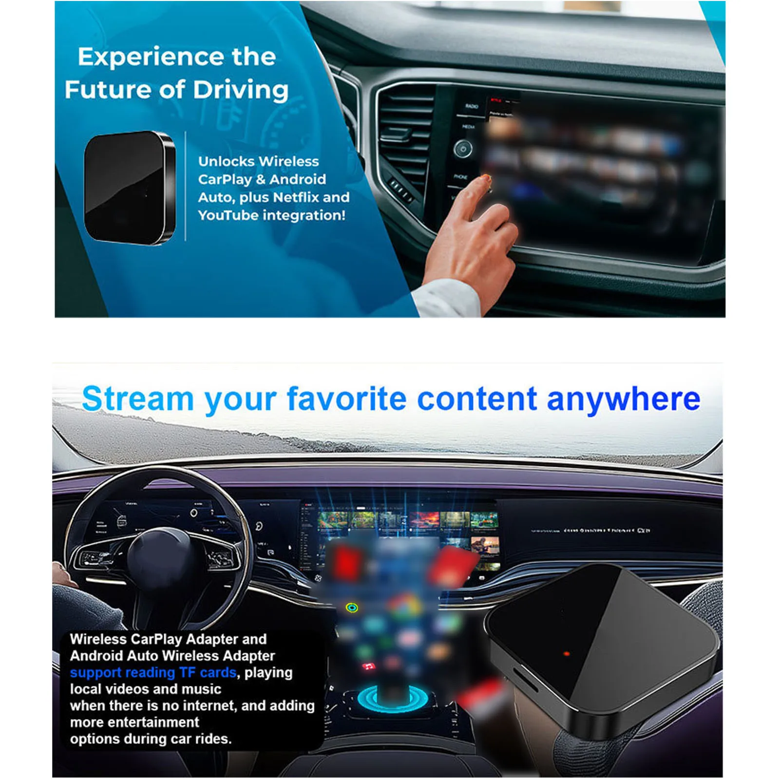 Автомобильная видеобокс для системы Android 12 3 в 1, 2,4G, 5G, Wi-Fi, Bluetooth, проводной к беспроводному адаптеру, беспроводной адаптер для Android Auto