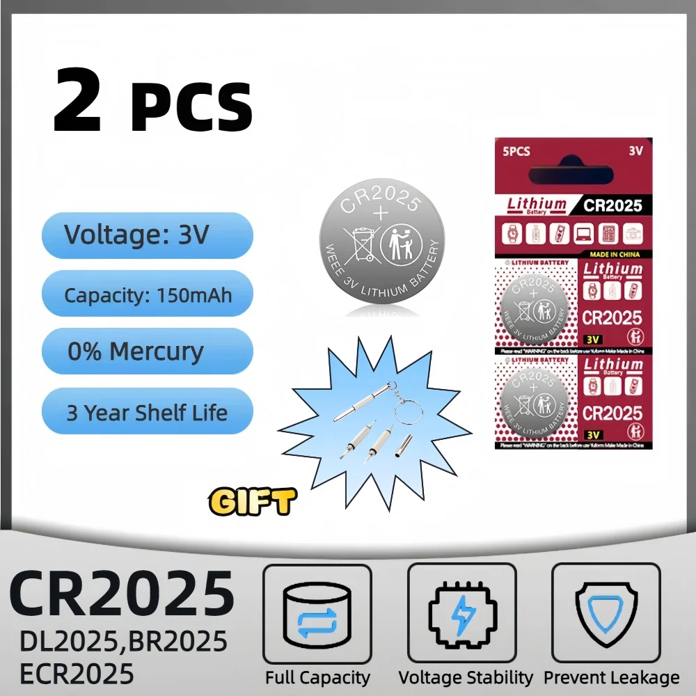2-10PCS CR2025 Batterij CR 2025 3V Lithium Batterij DL2025 BR2025 KCR2025 Voor Auto Afstandsbediening Horloge knop Knoopcellen