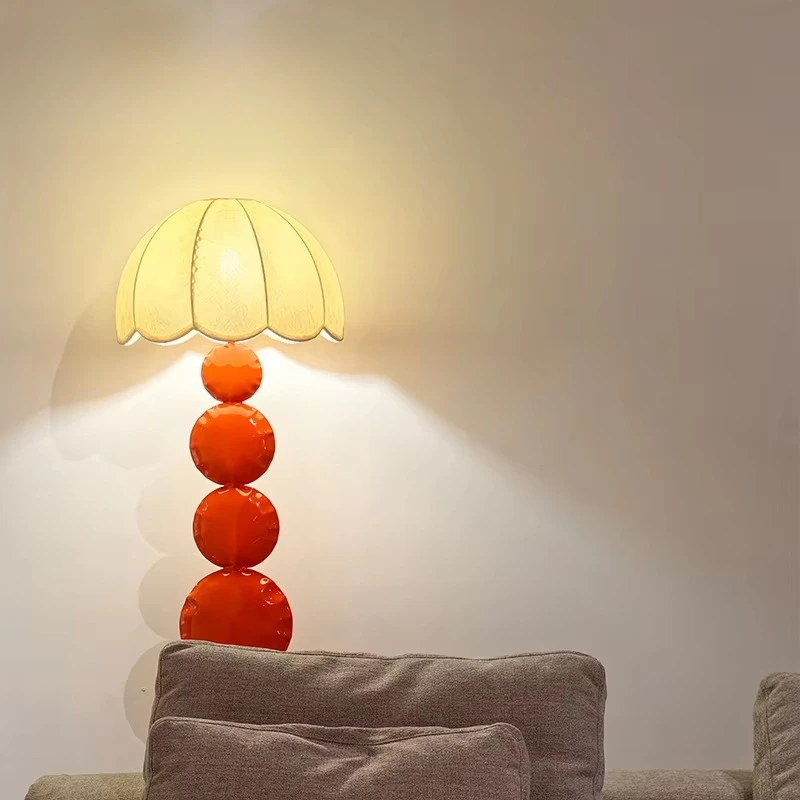 Modern style stacked stainless steel floor light surface light pole mushroom lampshade