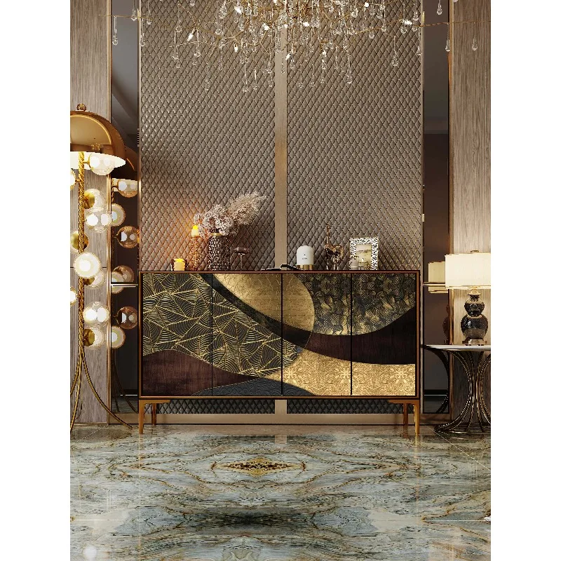 Modern simple solid wood light luxury high-end sense of home front door entrance cabinet living room partition dining  cabinet