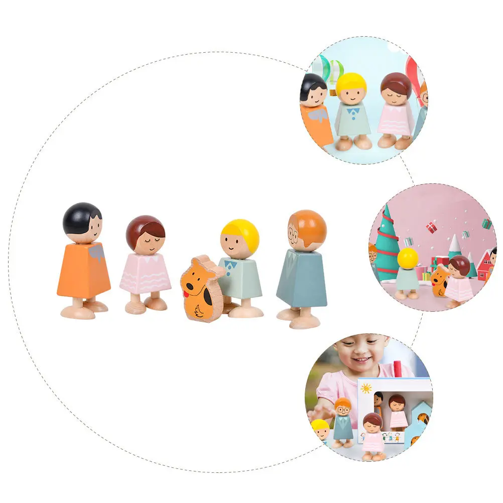 1 Satz kleine Holzfiguren zum Bauen für Kinder, frühes Lernen, pädagogisches Spielzeug, interaktives kognitives Familienspiel