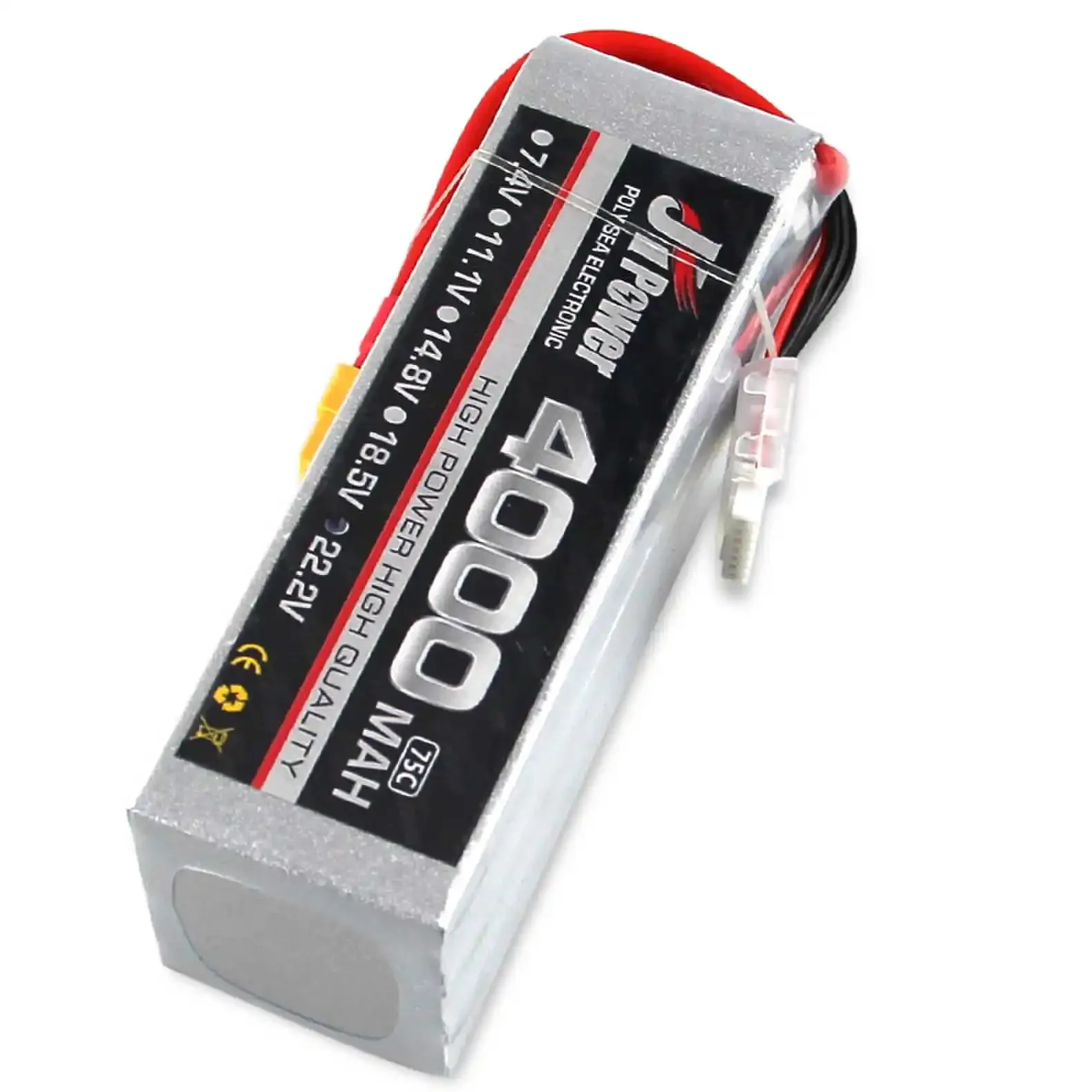 Bateria Lipo 2s, 3s, 4S, 5S, 6s, 4000mah, 7.4v, 11.1v, 14.8v, 18.5v, 22.2v, 75c para carro rc, helicóptero, barco, drone, xt60-t/deans