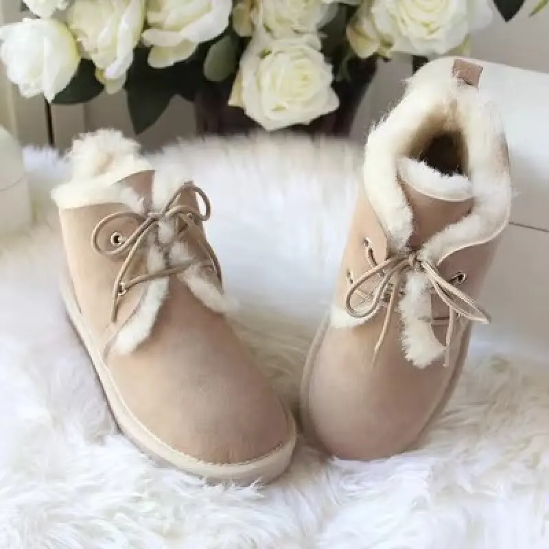 Stunning 2022 Natural Fur Snow Boots New Shoes Women Genuine Sheepskin Real Fur 100% Wool Women Winter Snow Boots Brand Boots