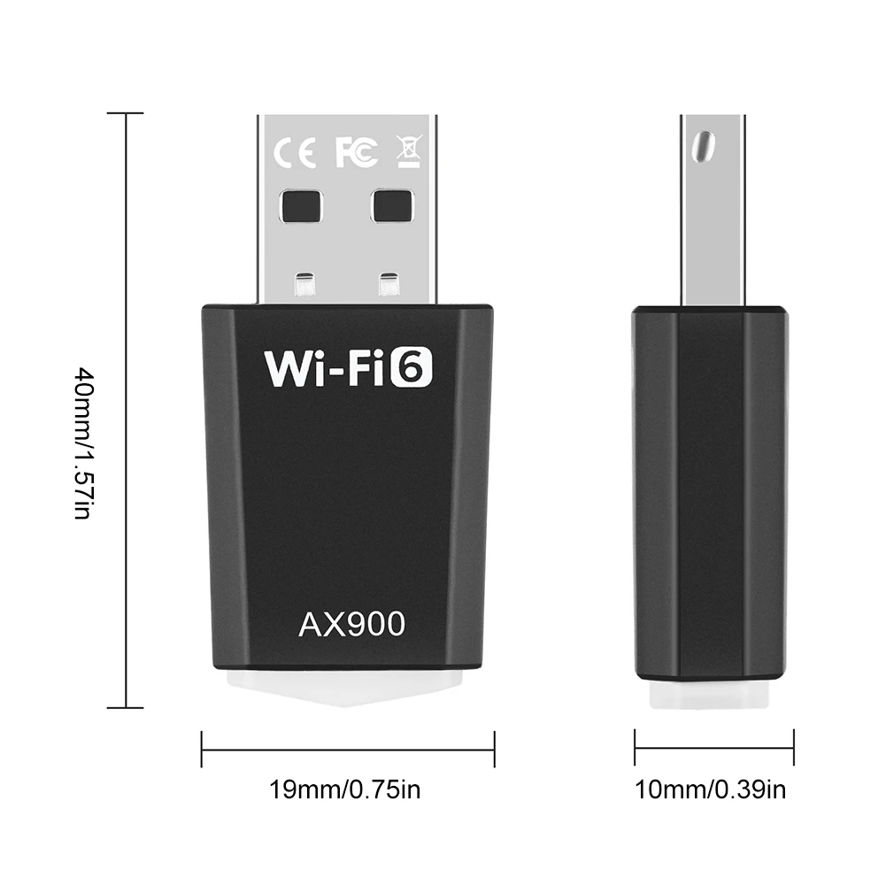 AX900 WiFi6 Placa de rede inteligente de banda dupla sem driver Placa de rede sem fio 2.4G e 5GHz Receptor Wifi para laptop Windows 7 10 11