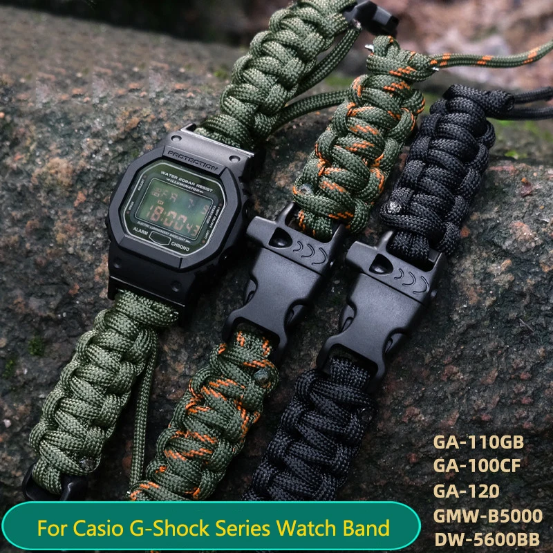 Pulsera de lona para reloj Casio G-SHOCK, cuerda de paraguas de 16MM, correa de reloj de nailon modificada, serie de bloques pequeños, DW5600, GW-5610