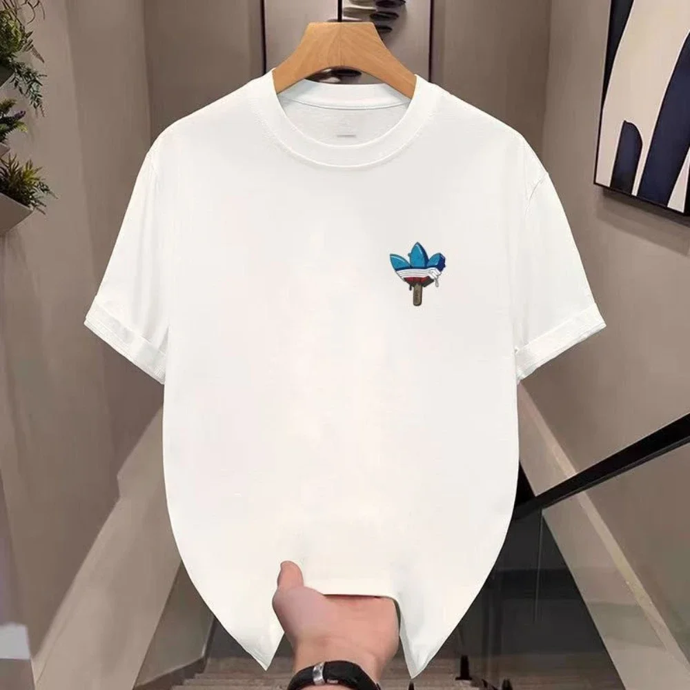 

2025 New Best-selling Korean Street Cotton Cartoon Printed Round Neck Heavy Men's and Women's Short-sleeved T-shirt